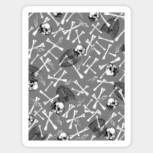 GREY Halloween Skeleton Bones Sticker